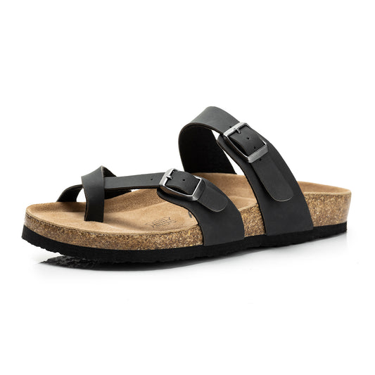 FITORY Women's Shoes with Natural Soft Cork Footbed and Leather, Fashion&Comfort Women Sandals for Summer Size 6-11