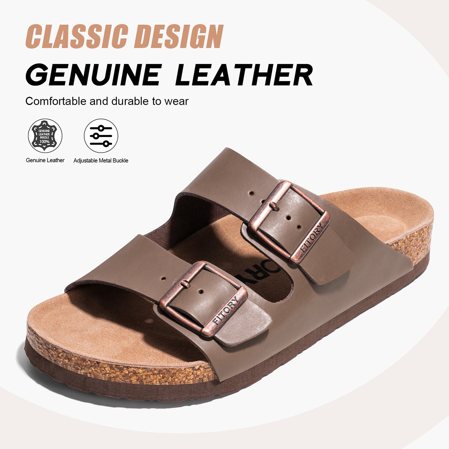 Men's Leather Sandals Casual Open Toe Slippers