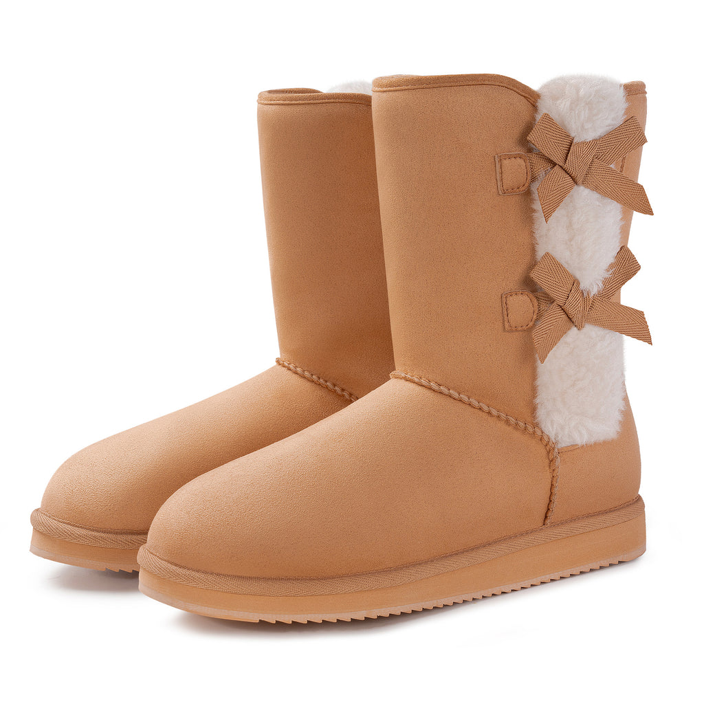 Women Suede Snow Boots with Side Bows