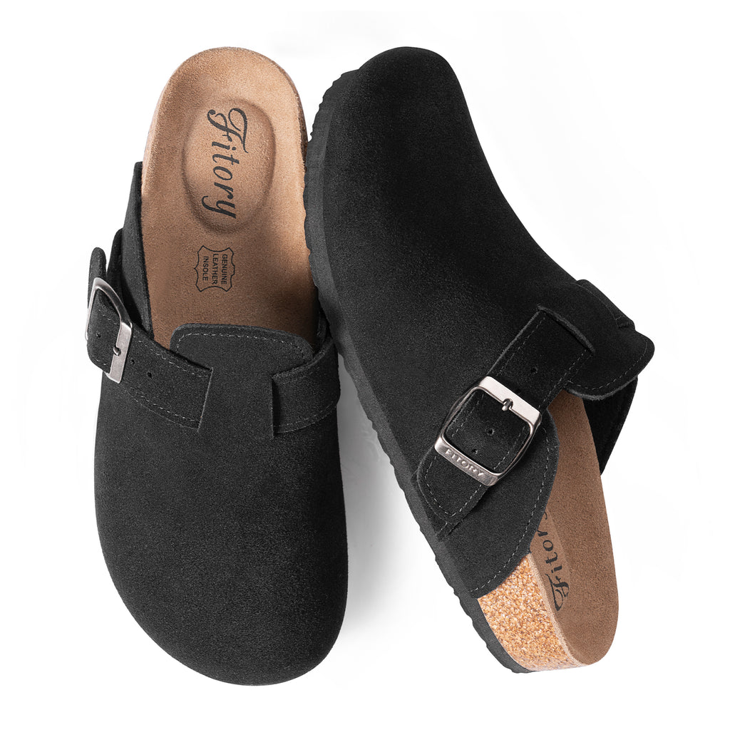 Women’s Suede Clogs with Round Toe