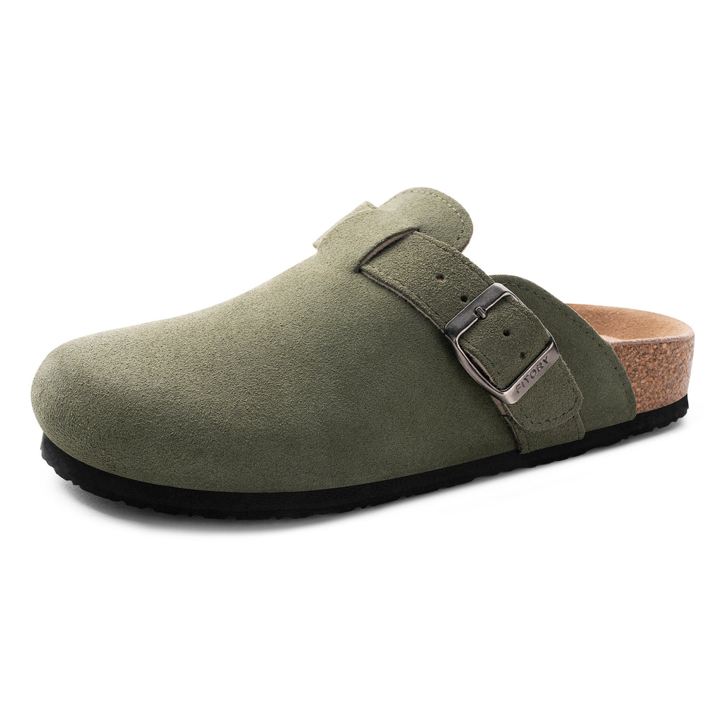 Women’s Suede Clogs with Round Toe