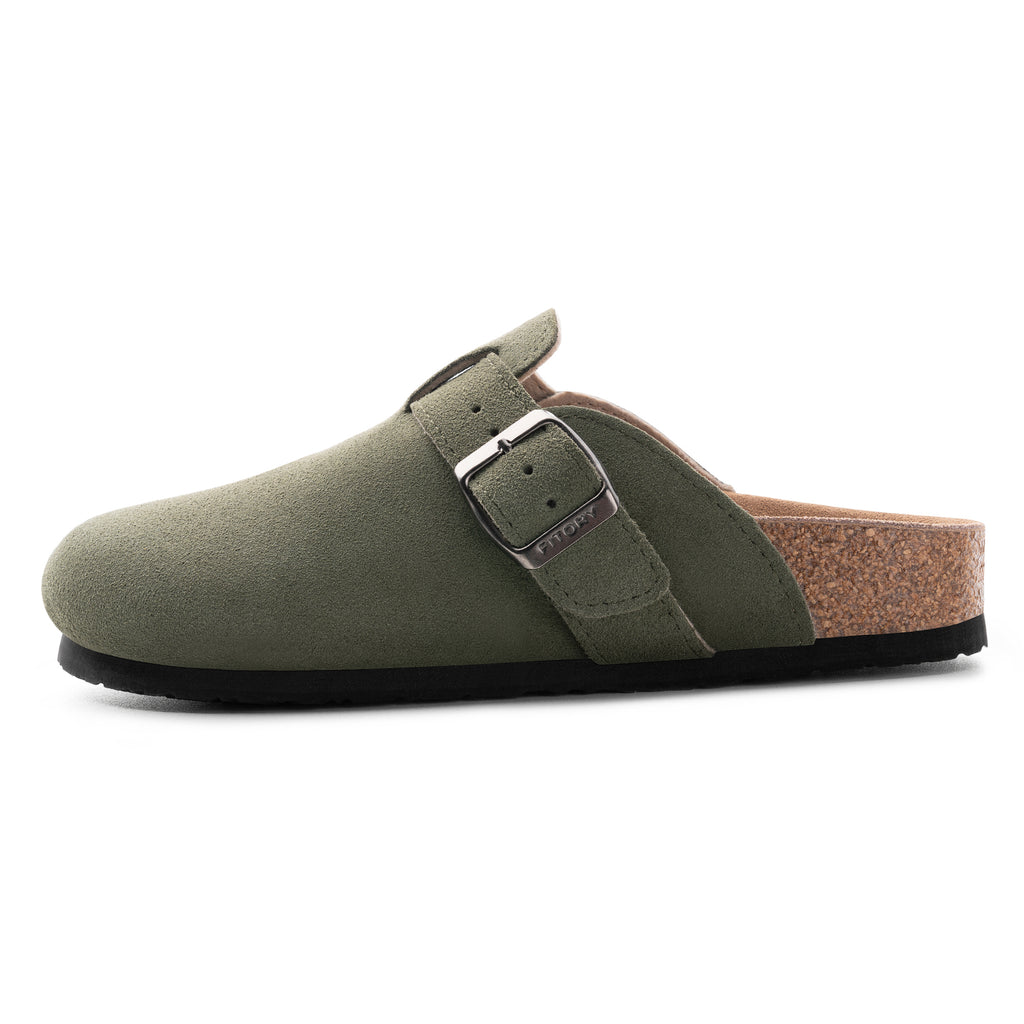 Women’s Suede Clogs with Round Toe