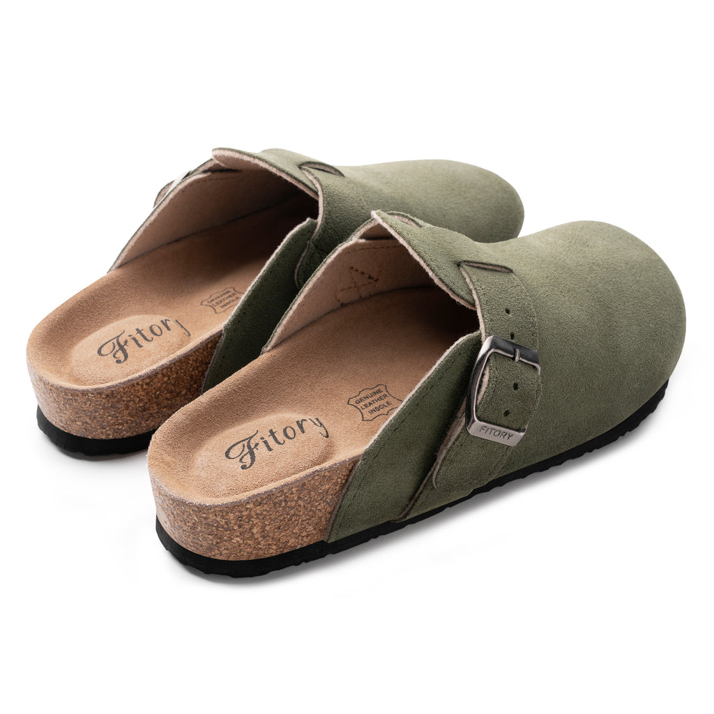 Women’s Suede Clogs with Round Toe