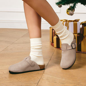 Women’s Suede Clogs with Round Toe
