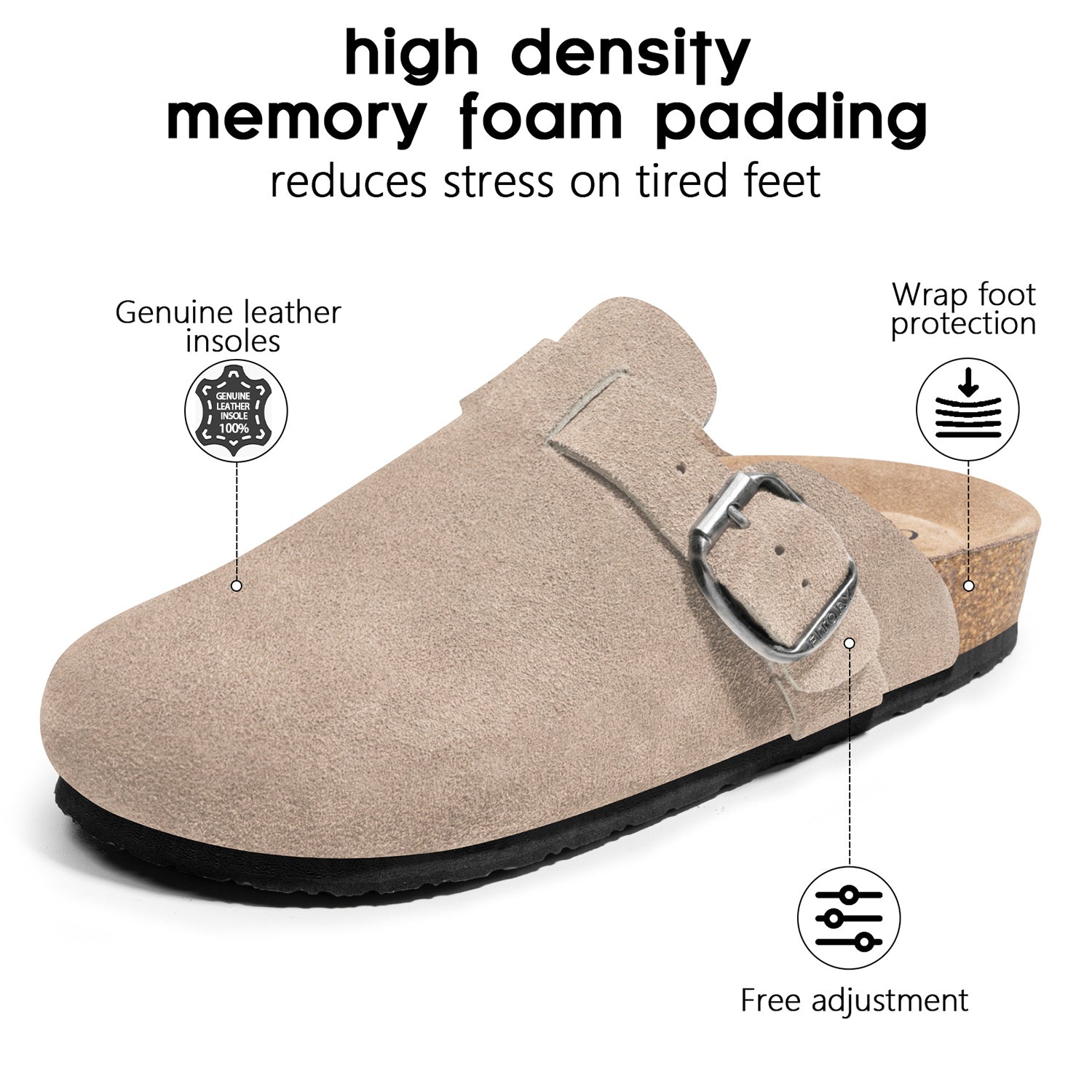 Women Suede Clogs with Round Headed
