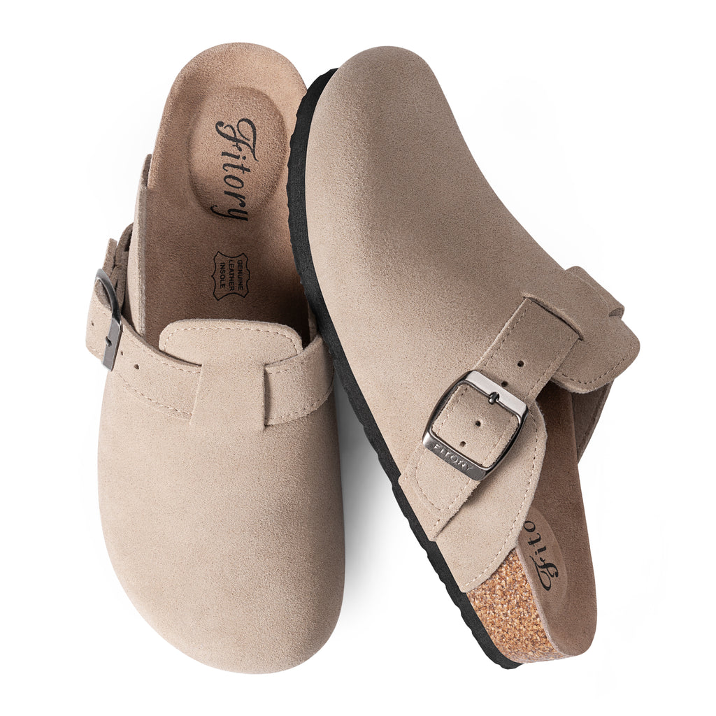 Women’s Suede Clogs with Round Toe